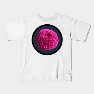 Dark Pink Ball Dahlia Flower Circle Frame Kids T-Shirt